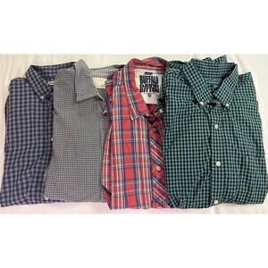 Lot 4 Men Button Down Shirts XL XXL XLT IZOD Buffalo Sonoma Plaid Gingham